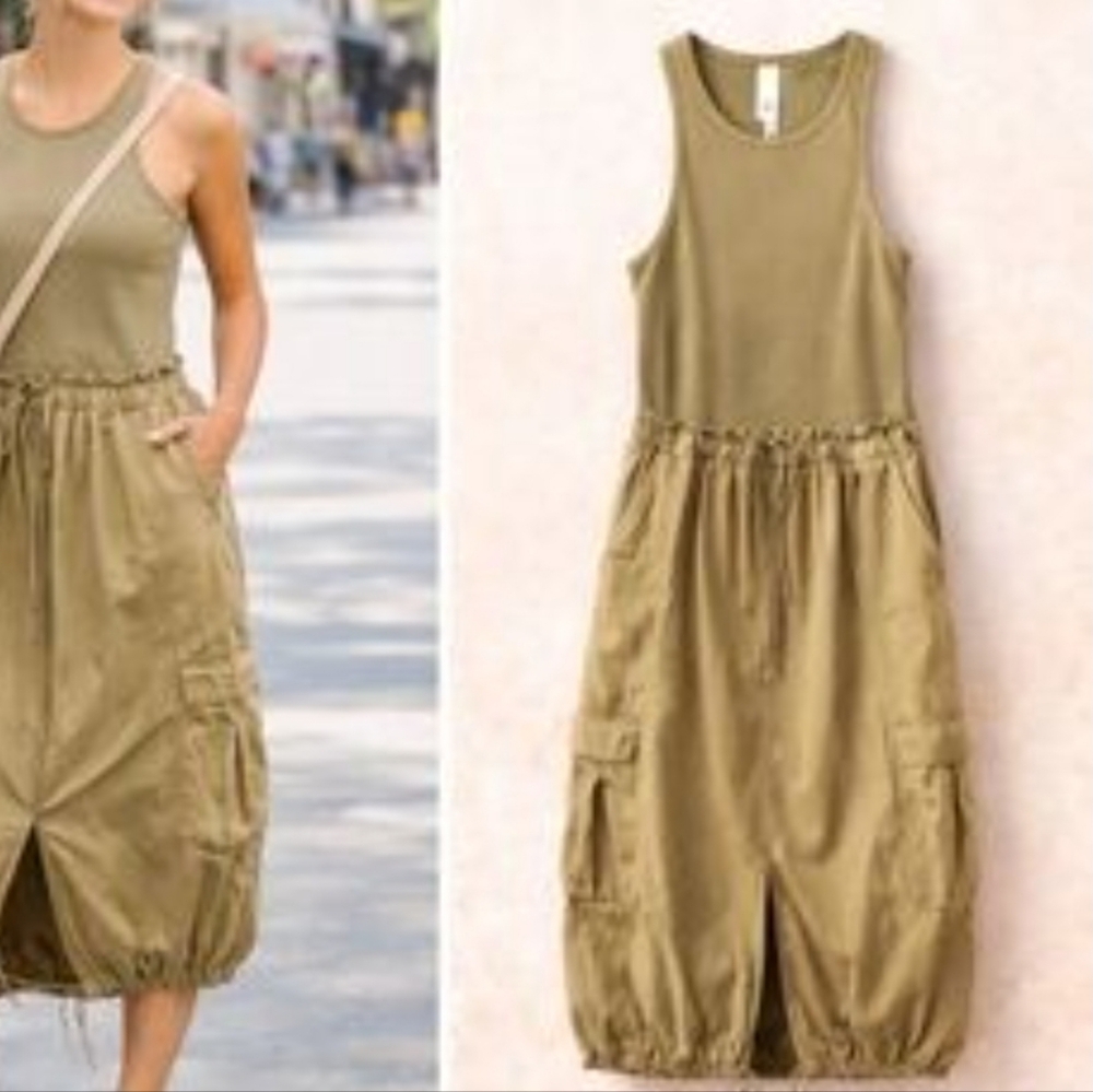 Sleeveless Olive Green Dress